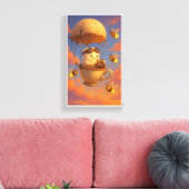 Kawaii-thee Kopje Ballon Muur Kunst met Bijen Canvas Afdruk (Insitu (Woonkamer))
