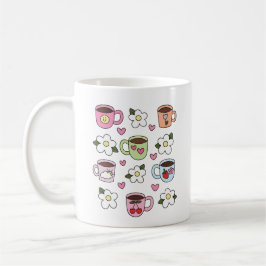 Kawaii theekopje en bloemen koffiemok
