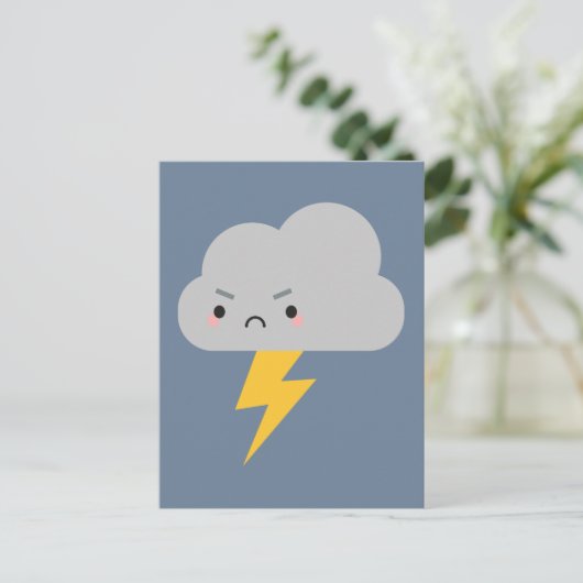 Kawaii Thunder & Lightning Cloud Briefkaart (Staand voorkant)