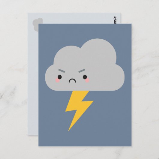 Kawaii Thunder & Lightning Cloud Briefkaart (Voorkant / Achterkant)