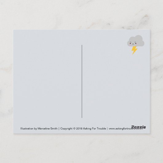 Kawaii Thunder & Lightning Cloud Briefkaart (Achterkant)