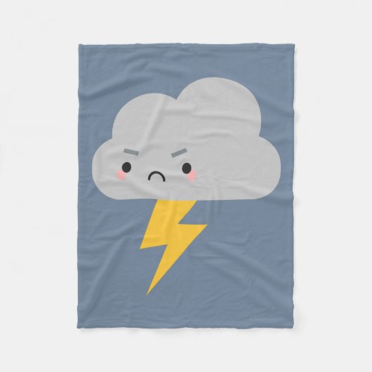Kawaii Thunder & Lightning Cloud Fleece Deken (Voorkant)