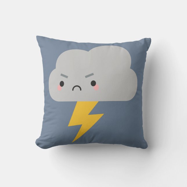 Kawaii Thunder & Lightning Cloud Omkeerbaar Kussen (Voorkant)