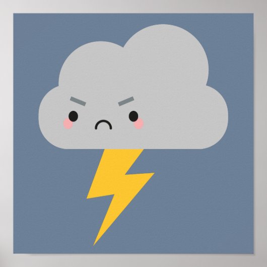 Kawaii Thunder & Lightning Cloud Poster (Voorkant)