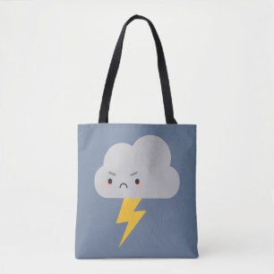 Kawaii Thunder & Lightning Cloud Tote Bag