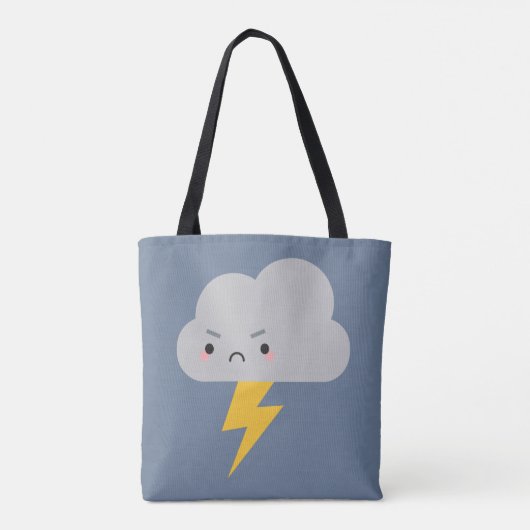 Kawaii Thunder & Lightning Cloud Tote Bag (Achterkant)
