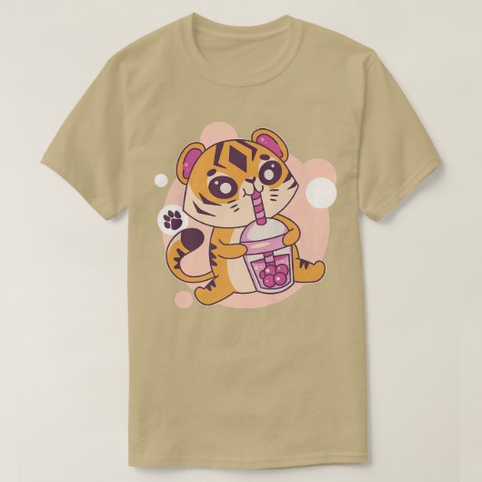 Kawaii Tiger Boba Tea Bubble Tea Anime Kawaii Neko T-shirt (Design voorkant)