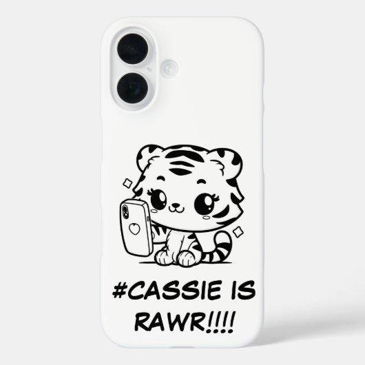 Kawaii Tiger Selfie Telefoonhoes Personaliseerbare Case-Mate iPhone Case (Achterkant)