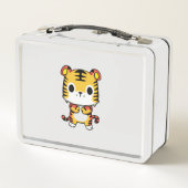 Kawaii Tiger White Metal Lunchbox (Achterkant)