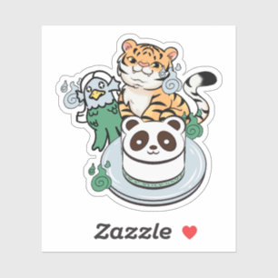Kawaii Tijger, Amabie Yokai & Panda Cake Sticker