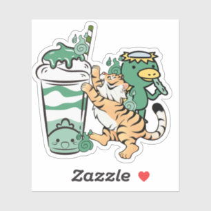Kawaii Tijger en Matcha Milkshake Kappa Sticker