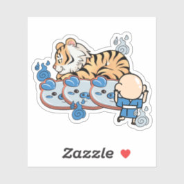 Kawaii Tijger en Ungaikyo Spiegel Yokai Sticker