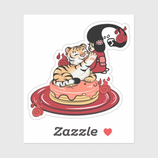 Kawaii Tijger, Futakuchi-onna en Pannenkoeken Sticker (Vel)