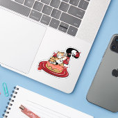 Kawaii Tijger, Futakuchi-onna en Pannenkoeken Sticker (Laptop met iPhone)
