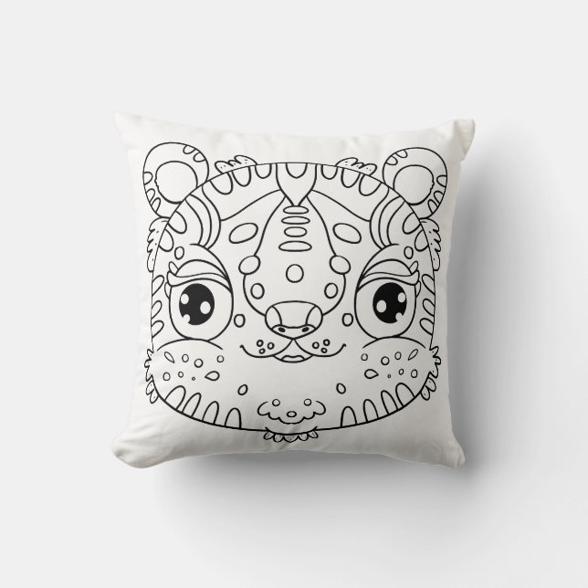 Kawaii Tijger Gezicht Kussen (Voorkant)