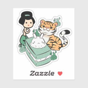 Kawaii Tijger, Rokurokubi & Maan Cake Sticker