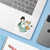 Kawaii Tijger, Rokurokubi & Maan Cake Sticker (Laptop met iPhone)