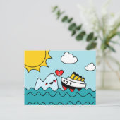 Kawaii Titanic Ship Iceberg Heartbroken Briefkaart (Staand voorkant)