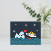 Kawaii Titanic Ship Iceberg Heartbroken Briefkaart (Staand voorkant)