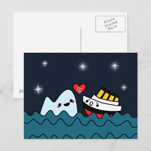 Kawaii Titanic Ship Iceberg Heartbroken Briefkaart (Voorkant / Achterkant)
