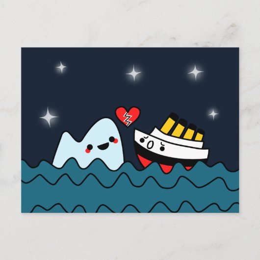 Kawaii Titanic Ship Iceberg Heartbroken Briefkaart (Voorkant)