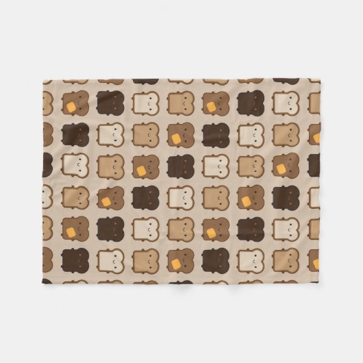 Kawaii Toast Fleece Deken (Voorkant (Horizontaal))