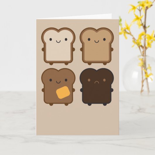 Kawaii Toast Kaart (Gele Bloem)
