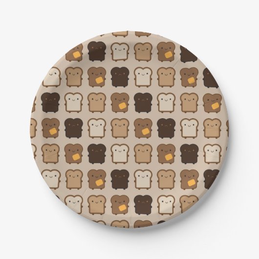 Kawaii Toast Papieren Bordje (Voorkant)