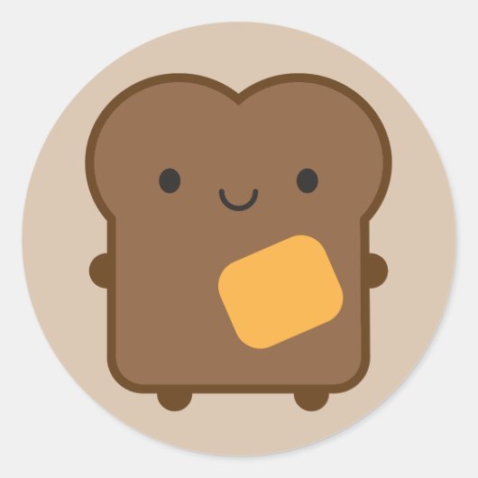 Kawaii Toast Ronde Sticker (Voorkant)