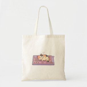 Kawaii toetsenbord kat canvas tas