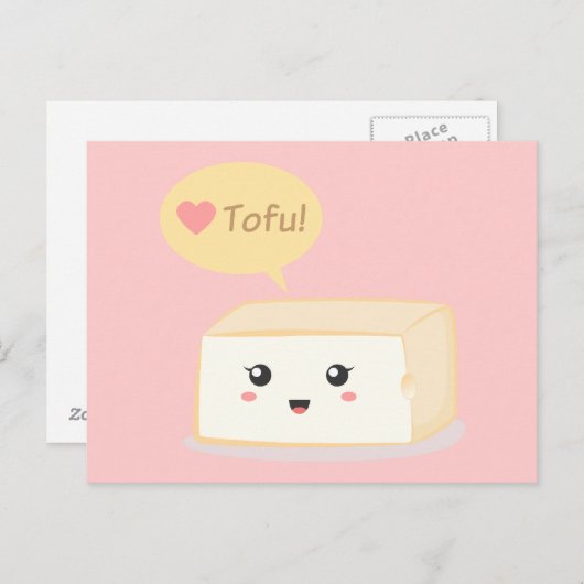 Kawaii tofu vraagt mensen om van tofu te houden briefkaart (Voorkant / Achterkant)