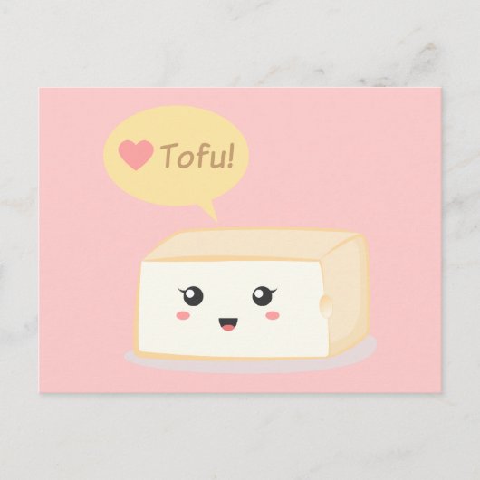 Kawaii tofu vraagt mensen om van tofu te houden briefkaart (Voorkant)