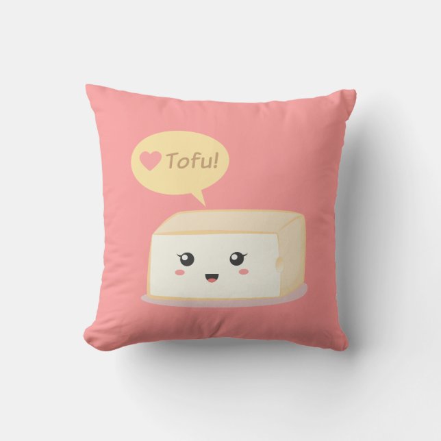 Kawaii tofu vraagt mensen om van tofu te houden kussen (Voorkant)