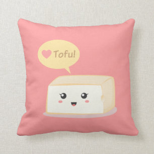 Kawaii-tofu vraagt mensen om van tofu te houden kussen