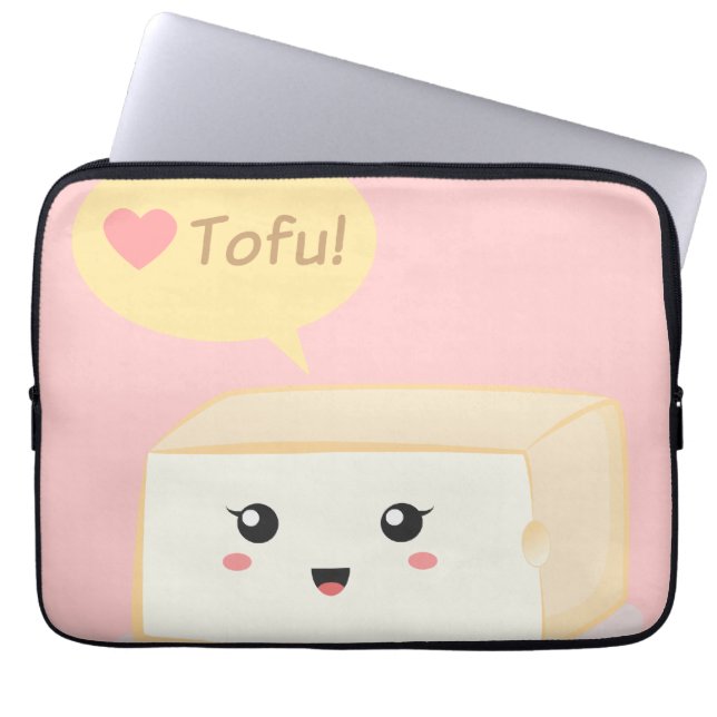 Kawaii tofu vraagt mensen om van tofu te houden laptop sleeve (Voorkant)