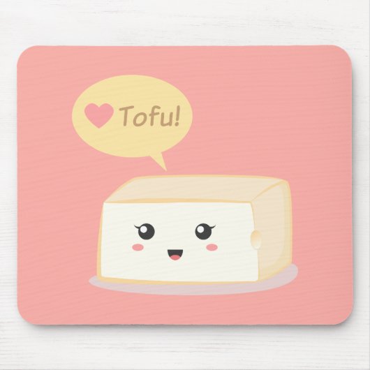 Kawaii tofu vraagt mensen om van tofu te houden muismat (Voorkant)