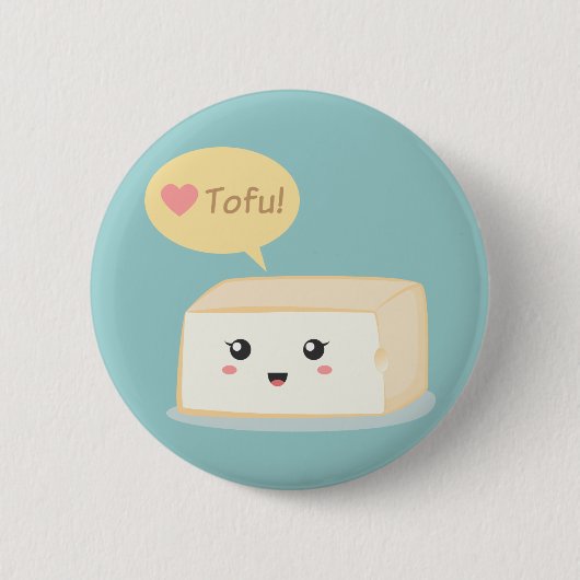 Kawaii tofu vraagt mensen om van tofu te houden ronde button 5,7 cm (Voorkant)