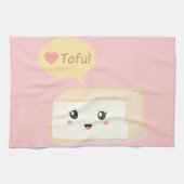 Kawaii tofu vraagt mensen om van tofu te houden theedoek (Horizontaal)