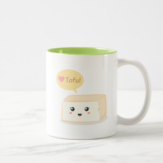Kawaii tofu vraagt mensen om van tofu te houden tweekleurige koffiemok (Rechts)