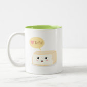 Kawaii tofu vraagt mensen om van tofu te houden tweekleurige koffiemok (Links)