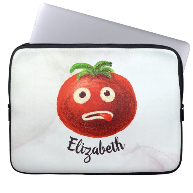 Kawaii Tomato Cute Funny Cartoon Vegetable Name iP Laptop Sleeve (Voorkant)