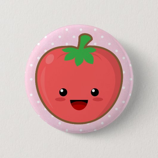Kawaii Tomato Ronde Button 5,7 Cm (Voorkant)