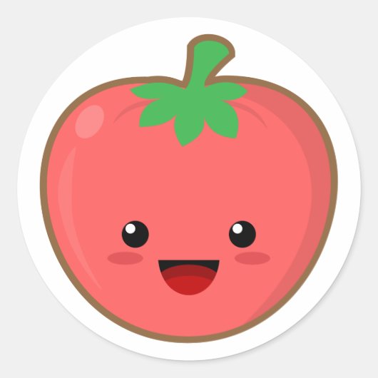 Kawaii Tomato Ronde Sticker (Voorkant)