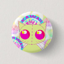 Kawaii toy yellow kitty button