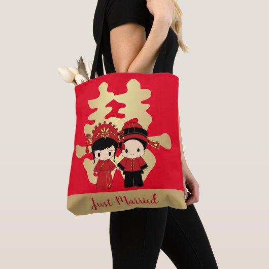 Kawaii Traditionele Chinese bruiloft Tote Bag (Dichtbij)