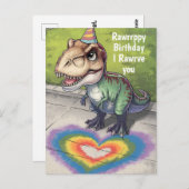 Kawaii Trex regenboog horen op stoep Briefkaart (Voorkant / Achterkant)