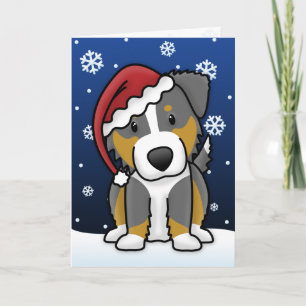 Kawaii Tri Australian Shepherd Christmas Kaart