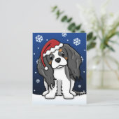 Kawaii Tri Cavalier Spaniel Kerst Briefkaart (Staand voorkant)