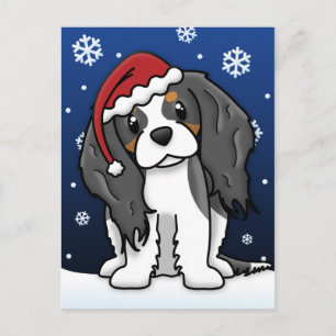 Kawaii Tri Cavalier Spaniel KerstBriefkaart Feestdagenkaart