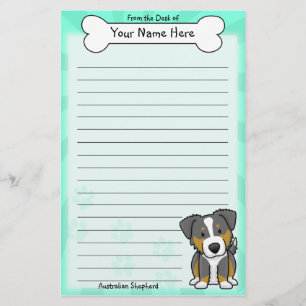 Kawaii Tri Color Australian Shepherd Stationery Briefpapier